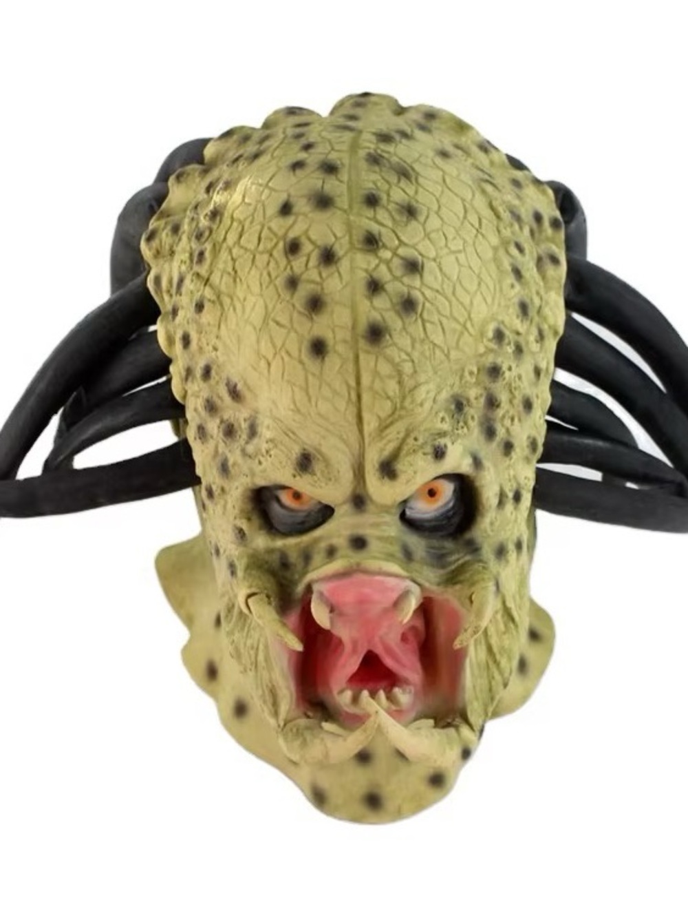 Green Alien Predator Mask — Reptile-Themed Pet Costume Accessory